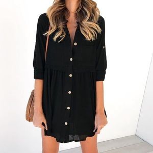 Petal and pup black oversized mini dress